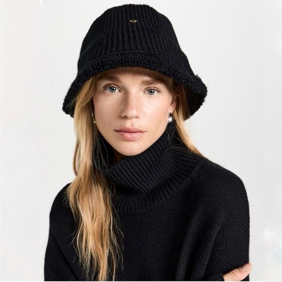 Lele Sadoughi Black Knit Bucket Hat - Picture 1 of 5